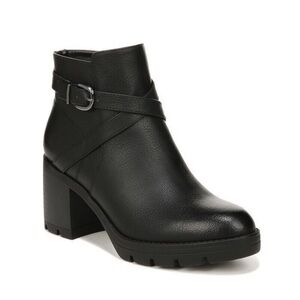 Naturalizer Madalynn Heeled Black Water Repellant Ankle Boots with Strap Detail